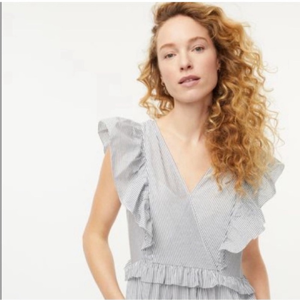 J. Crew White Ruffle Maxi Dress